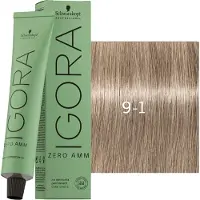 Schwarzkopf Professional Igora Zero Amm Permanent hårfärg 60 ml 9-1