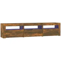 vidaXL Tv-bänk med LED-belysning rökfärgad ek 180x35x40 cm