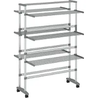 vidaXL Torkställning på hjul 89x64x129 cm aluminium