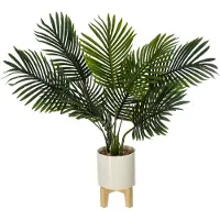 Atmosphera konstgjord palm i vit kruka på stativ 72 cm