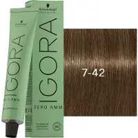 Schwarzkopf Professional Igora Zero Amm Permanent hårfärg 60 ml 7-42