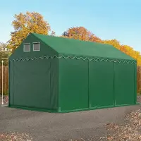 TOOLPORT Lagertält 4x6 m - 2,6 m sidohöjd, med bottenram, PVC 800 mörkgrön, utan hållfasthet (Säkerhetspaket)