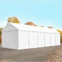 TOOLPORT Lagertält 4x12 m - 2,6 m sidohöjd, med bottenram, PVC 800 vit, utan hållfasthet (Säkerhetspaket)