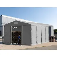 TOOLPORT Lagertält 8x12 m - 4,0 m sidohöjd med skjutport, PVC 850 grå, utan hållfasthet (Säkerhetspaket)