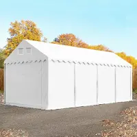 TOOLPORT Lagertält 3x8 m - 2,6 m sidohöjd, med bottenram, PVC 800 vit, utan hållfasthet (Säkerhetspaket)