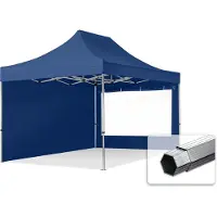TOOLPORT 3x4,5 m snabbtält, Professional aluminium, med sidodelar (panoramafönster), blå