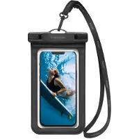 Spigen A601, Vattensportaktivitet, Smartphone, Svart, Transparent, Polykarbonat, Klickspänne, IPX8