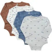 Pippi Baby Bodies l/ä - 4-pack - Blue Mirage - - 1 år (80) - Body L/Ä