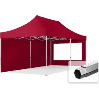 TOOLPORT 3x6 m snabbtält, Professional aluminium, med sidodelar (panoramafönster), röd