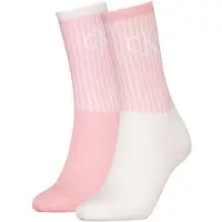 Calvin Klein 2 Pack Glossy Striped Crew Socks