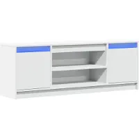 vidaXL Tv-bänk med LEDs vit 139,5x34x50 cm konstruerat trä