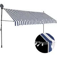vidaXL Markis manuellt infällbar med LED 400 cm blå och vit