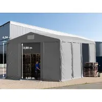 TOOLPORT Lagertält 8x8 m - 4,0 m sidohöjd med skjutport, PVC 850 grå, utan hållfasthet (Säkerhetspaket)