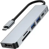Tech-Protect HUB V4 6-i-1 USB-C till USB-A 3.0/USB-A 2.0/USB-C/HDMI/micro SD/TF/SD-kortläsare - grå