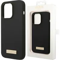 GUESS GUHMP13MSPLK iPhone 13 6,1" svart/svart hårt fodral Silikon Logo Plate MagSafe