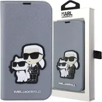 Karl Lagerfeld KLBKP14SSANKCPG iPhone 14 6.1" bokhylla silver Saffiano Karl & Choupette
