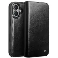 Qialino iPhone 16 Plus Classic Läder Plånboksfodral - Svart