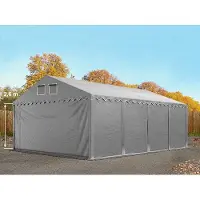 TOOLPORT Lagertält 5x8 m - 2,6 m sidohöjd, med bottenram, PVC 800 grå, utan hållfasthet (Säkerhetspaket)
