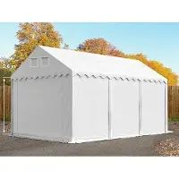 TOOLPORT Lagertält 4x6 m - 2,6 m sidohöjd, med bottenram, PVC 800 vit, utan hållfasthet (Säkerhetspaket)