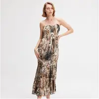 Smart & Joy Maxiklänning i chiffong med bustier och abstrakt blommönster