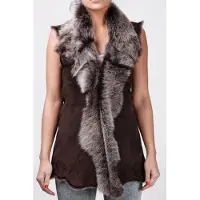 Infinity Leather Toscana Sheepskin Long Gilet för kvinnor-Sorocaba