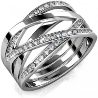 MYC Paris Criss Cross Ring - Silver och kristall