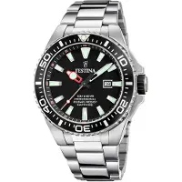 Festina Diver Rostfritt Stål Svart Urtavla Kvarts F20663-3 200M Herrklocka svart