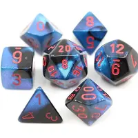 DND DICE SET-D & D DICE-GEMINI: Mini 7PC Polyhedral svart-stjrnljus/rda trningar Set-fngelsehlor och drakar trningar inkluderar 7 t
