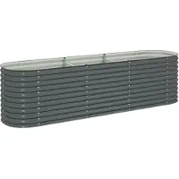vidaXL Odlingslåda upphöjd galvaniserat stål 320x80x81 cm grå