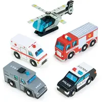 Tender Leaf Toys Träleksaker - Utryckningsfordon - 5 Delar - - One Size - Bil