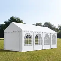 TOOLPORT XXL 4x8 m partytält - 2,6 m sidohöjd, med bottenram, PVC 800, vit