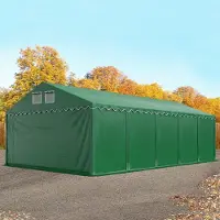 TOOLPORT Lagertält 5x10 m - 2,6 m sidohöjd, med bottenram, PVC 800 mörkgrön, inkl. hållfasthet (underlag: betong)