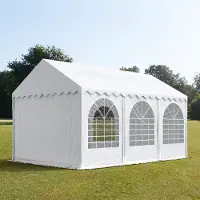 TOOLPORT XXL 4x6 m partytält - 2,6 m sidohöjd, med bottenram, PVC 800, vit