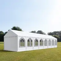 TOOLPORT XXL 4x16 m partytält - 2,6 m sidohöjd, med bottenram, PVC 800, vit