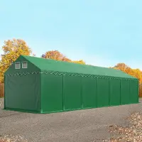 TOOLPORT Lagertält 4x14 m - 2,6 m sidohöjd, med bottenram, PVC 800 mörkgrön, inkl. hållfasthet (underlag: betong)