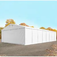 TOOLPORT Lagertält 8x36 m - 2,6 m sidohöjd, med bottenram, PVC 800 vit, utan hållfasthet (Säkerhetspaket)