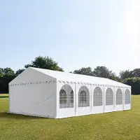 TOOLPORT XXL 6x12 m partytält - 2,6 m sidohöjd, med bottenram, PVC 800, vit