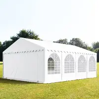 TOOLPORT 5x8 m partytält, med bottenram, PVC 800, vit