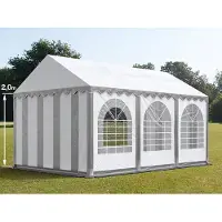 TOOLPORT 4x6 m partytält, med bottenram, PVC 800, grå-vit