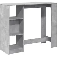 vidaXL Barbord med hylla betonggrå 124x46x103,5 cm konstruerat trä