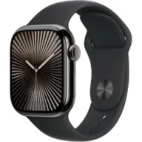Apple Watch Series 10 (GPS + Cellular) - 42 mm - skiffer titan - smart klocka med sportband - fluoroelastomer - svart - bandstorlek: M/L - 64 GB - LTE, Wi-Fi 4, UWB, Bluetooth - 4G - 34.4 g