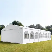 TOOLPORT XXL 8x28 m partytält - 2,6 m sidohöjd, med bottenram, PVC 800, vit