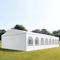 TOOLPORT XXL 8x36 m partytält - 2,6 m sidohöjd, med bottenram, PVC 1400, vit
