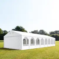 TOOLPORT XXL 6x24 m partytält - 2,6 m sidohöjd, med bottenram, PVC 800, vit