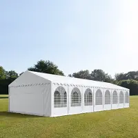 TOOLPORT XXL 6x16 m partytält - 2,6 m sidohöjd, med bottenram, PVC 1400, vit