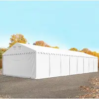 TOOLPORT Lagertält 6x20 m - 2,6 m sidohöjd, med bottenram, PVC 800 vit, utan hållfasthet (Säkerhetspaket)