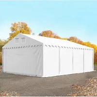TOOLPORT Lagertält 6x8 m - 2,6 m sidohöjd, med bottenram, PVC 1400 vit, utan hållfasthet (Säkerhetspaket)