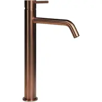 BLUE LABEL tvättställsblandare med hög modell utan bottenventil - kall start-funktion & 3/8 anslutningsslangar - borstad brons