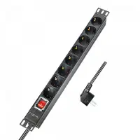 Logilink PDU8C01 19 tum Nätverksskåp-förgreningsdosa 1 U Jordat uttag med switch Svart