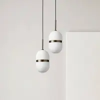 SFORZIN Design pendellampa Domu, dimbar, Vitt / opal, Vardagsrum / matsal, Glas, Design, Pendellampa